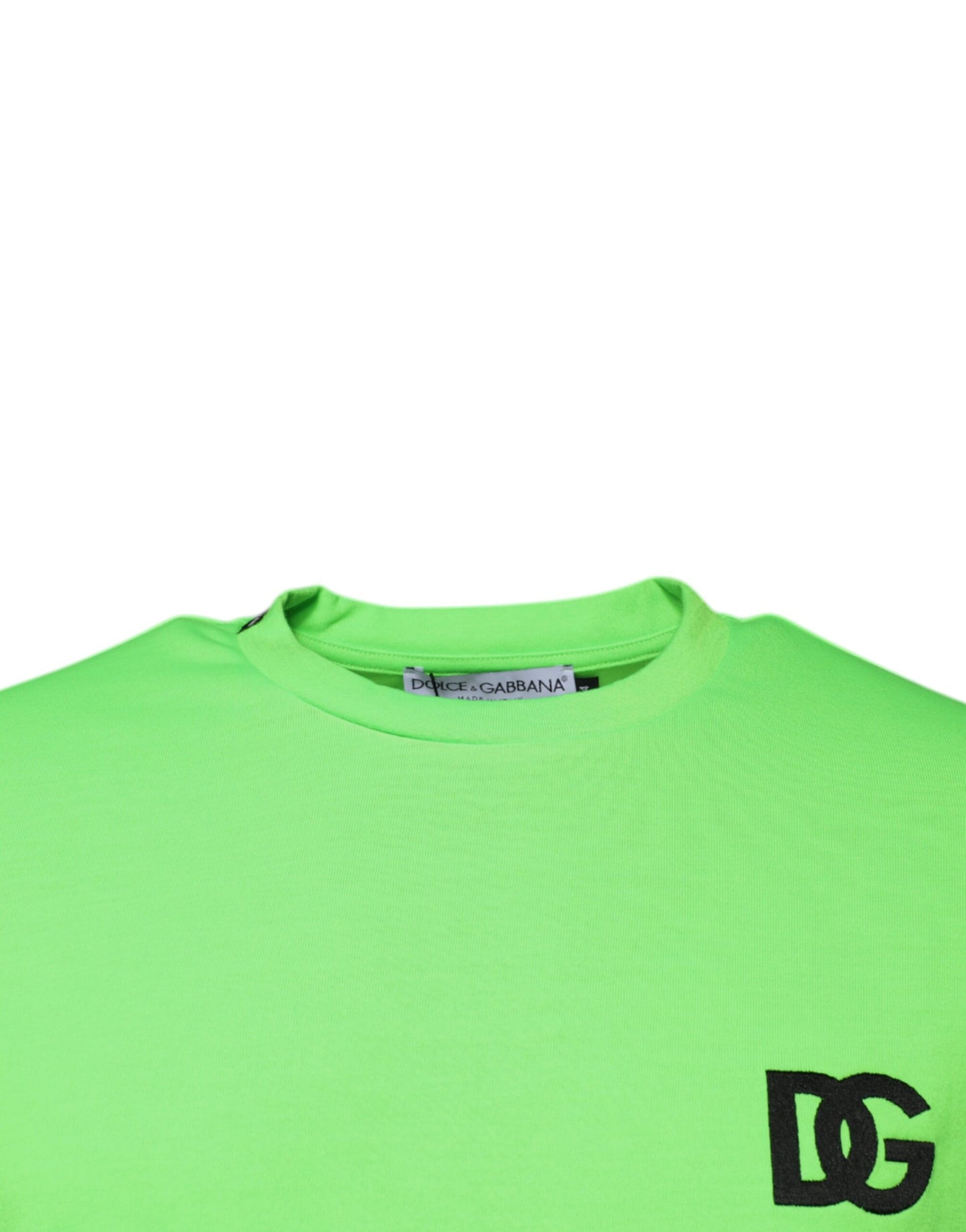 Dolce & Gabbana Green Logo Polyester Crew Neck T-shirt – IT44 | XS par Dolce & Gabbana | Disponible sur Sandy Store ByNet