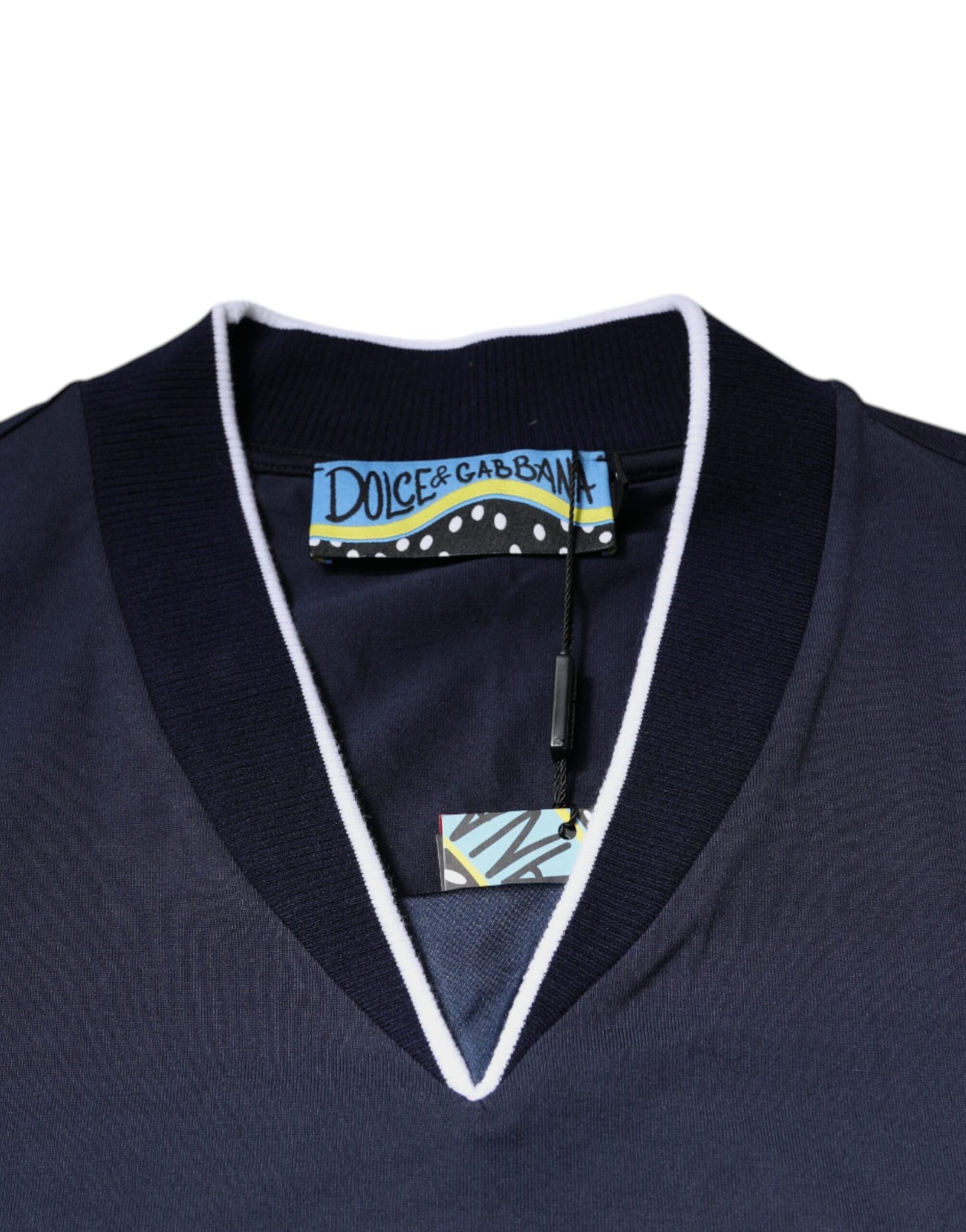 Camiseta de manga corta con cuello en V de algodón multicolor de Dolce & Gabbana