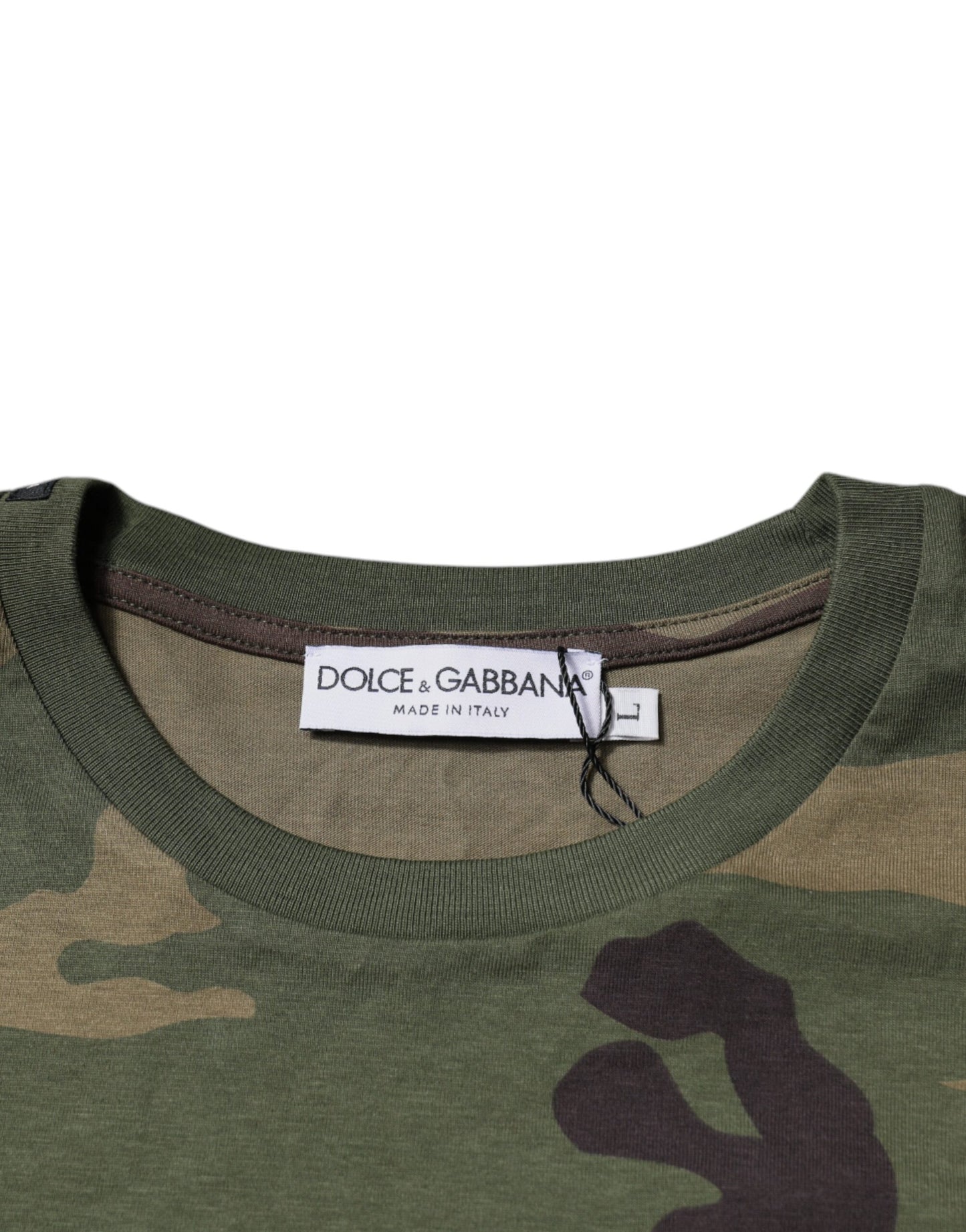Dolce & Gabbana Camiseta con cuello redondo de algodón con camuflaje multicolor