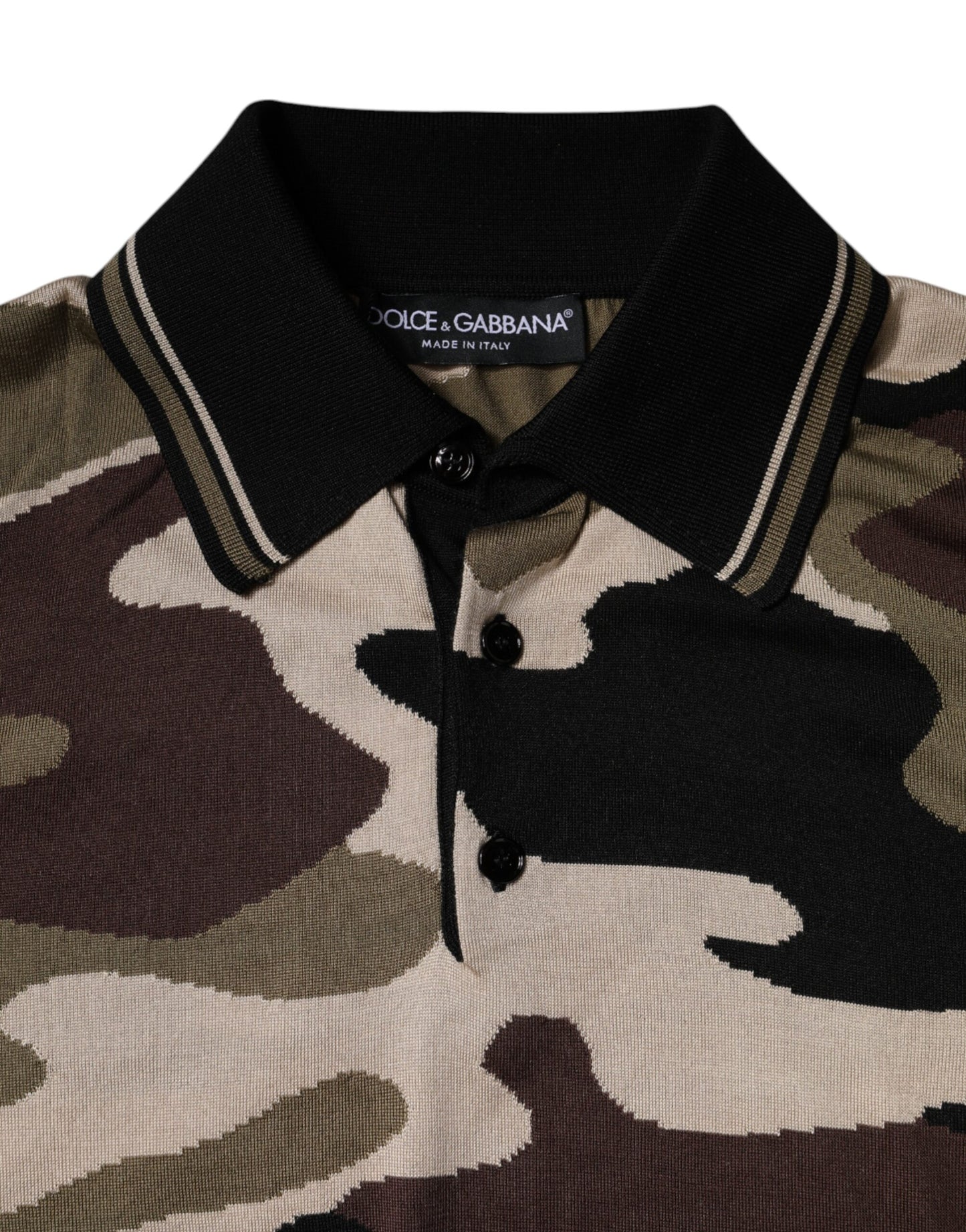Dolce & Gabbana Multicolor Camouflage Collared Polo T-shirt – IT50 | L par Dolce & Gabbana | Disponible sur Sandy Store ByNet