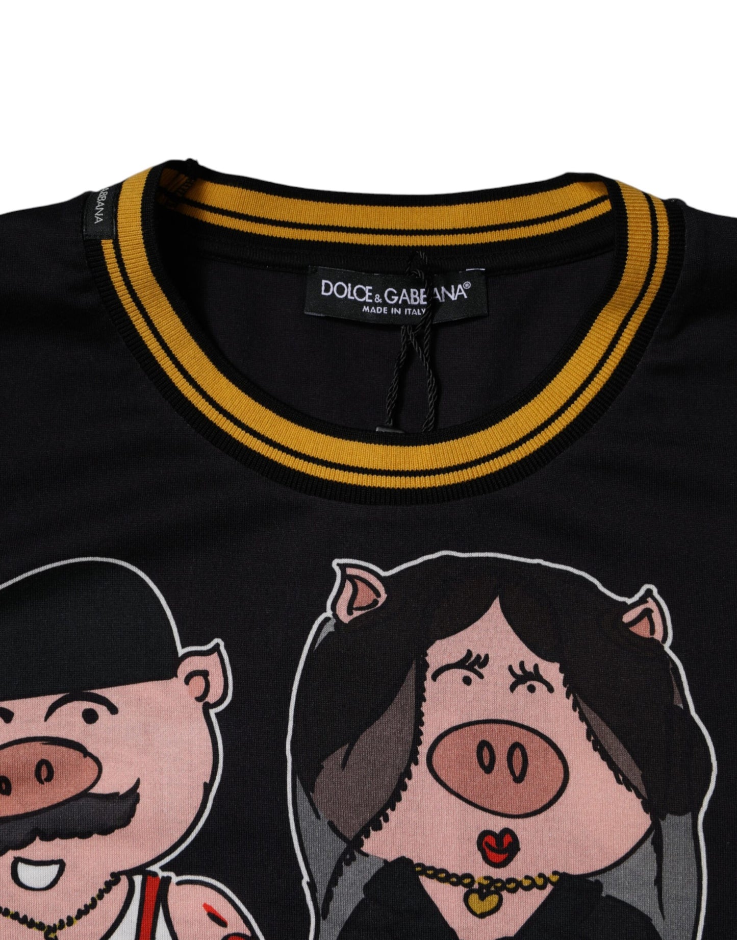 Camiseta negra de cuello redondo Dolce & Gabbana "Año del Cerdo 2019"