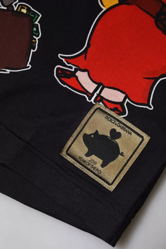 Camiseta negra de cuello redondo Dolce & Gabbana "Año del Cerdo 2019"