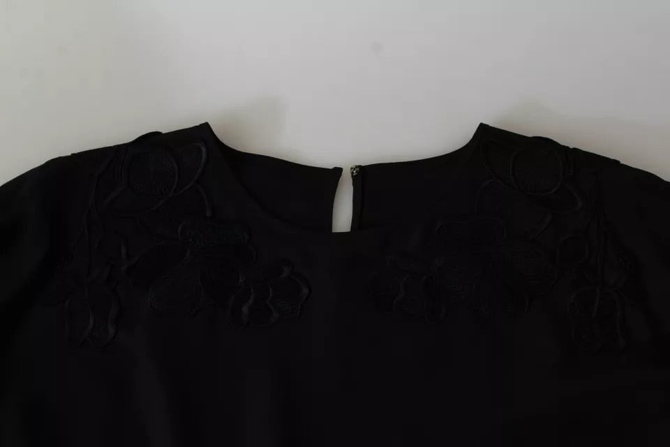 Blusa de seda con bordado floral negro de Dolce & Gabbana