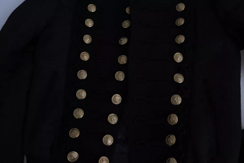 Dolce & Gabbana Black Button Embellished Military Jacket – IT44 | XS par Dolce & Gabbana | Disponible sur Sandy Store ByNet