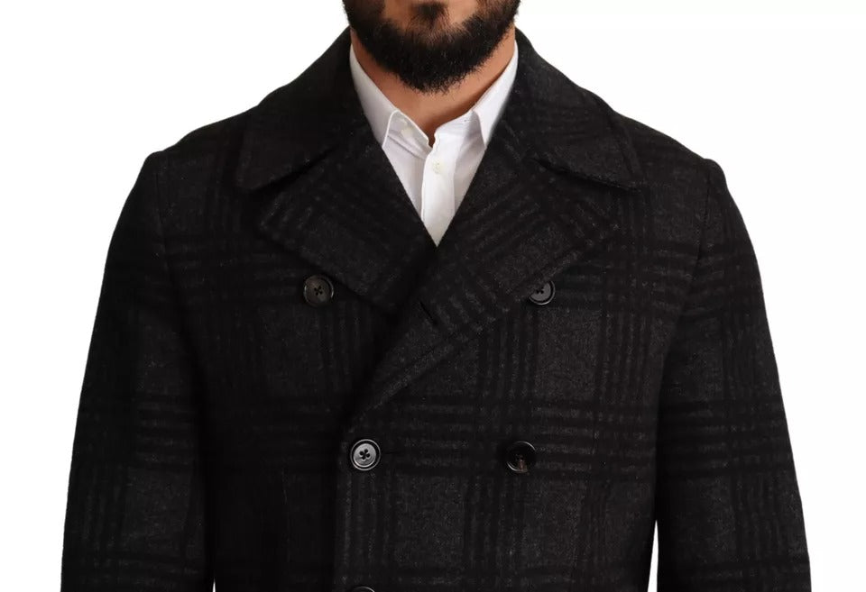 Dolce & Gabbana Black Trench Coat Check Wool Jacket – IT48 | M par Dolce & Gabbana | Disponible sur Sandy Store ByNet