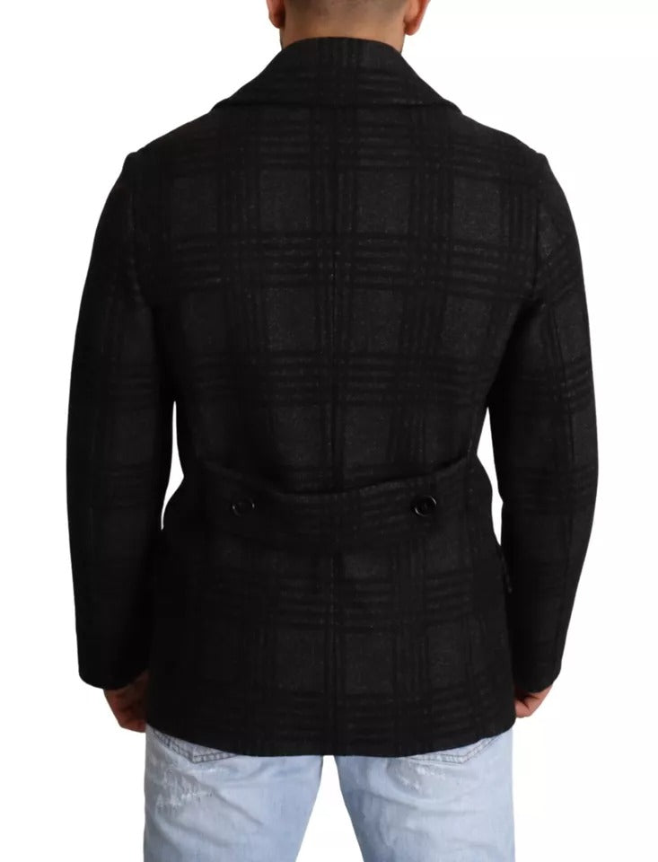 Dolce & Gabbana Black Trench Coat Check Wool Jacket – IT48 | M par Dolce & Gabbana | Disponible sur Sandy Store ByNet