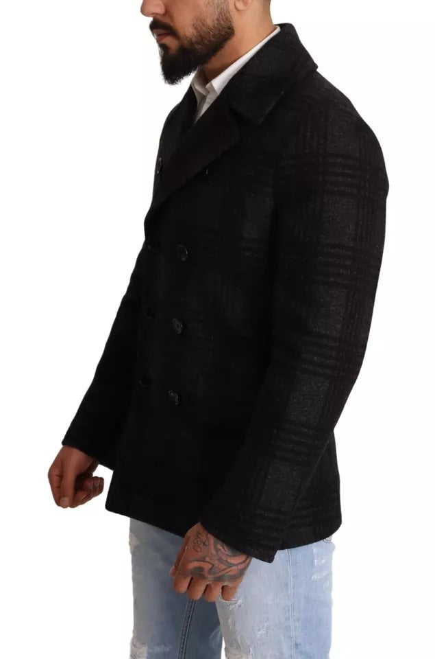 Dolce & Gabbana Black Trench Coat Check Wool Jacket – IT48 | M par Dolce & Gabbana | Disponible sur Sandy Store ByNet