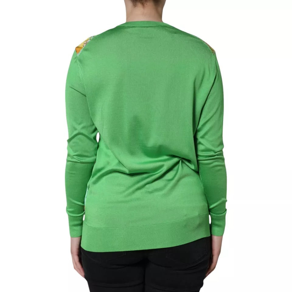 Dolce & Gabbana Green Silk Granita Al Limone Long Sleeves Sweater – IT36 | XS par Dolce & Gabbana | Disponible sur Sandy Store ByNet
