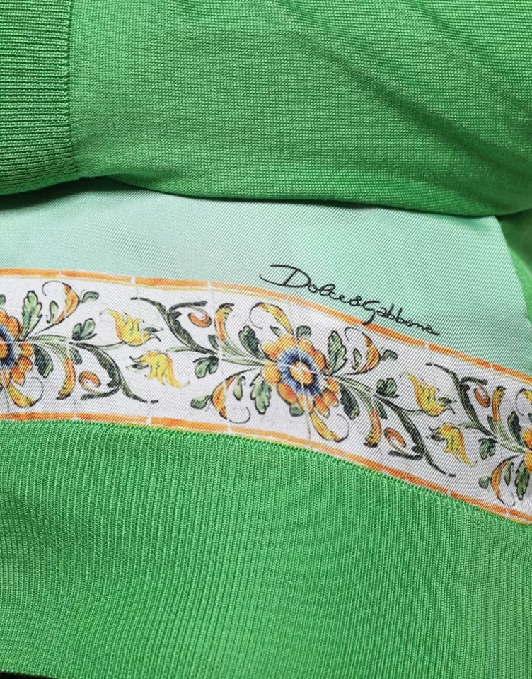 Dolce & Gabbana Green Silk Granita Al Limone Long Sleeves Sweater – IT36 | XS par Dolce & Gabbana | Disponible sur Sandy Store ByNet