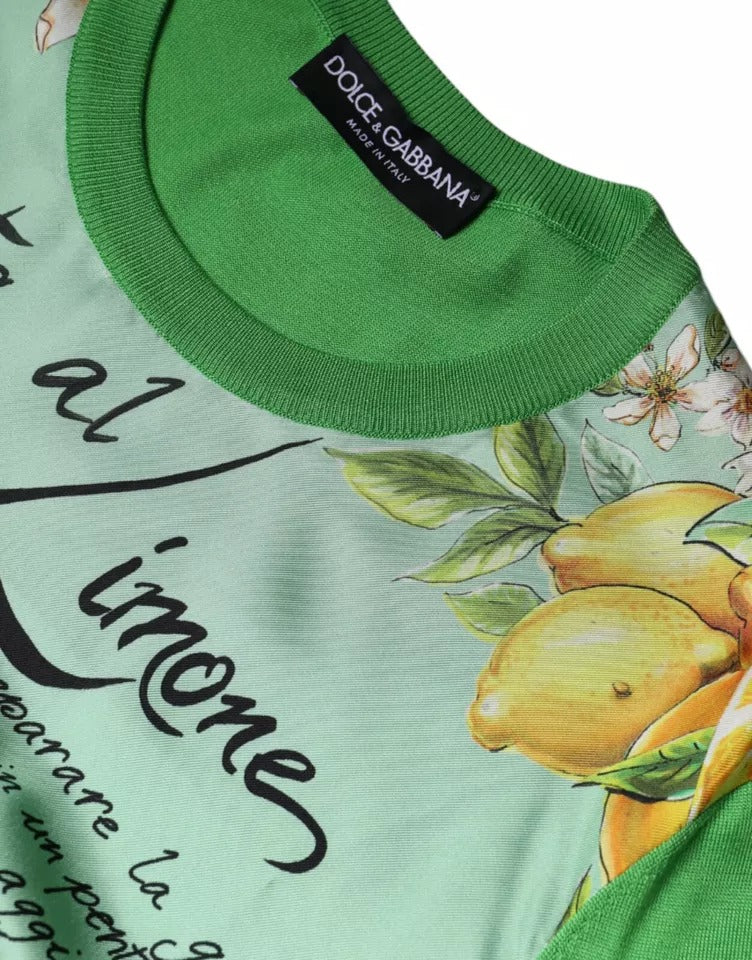 Dolce & Gabbana Green Silk Granita Al Limone Long Sleeves Sweater – IT36 | XS par Dolce & Gabbana | Disponible sur Sandy Store ByNet