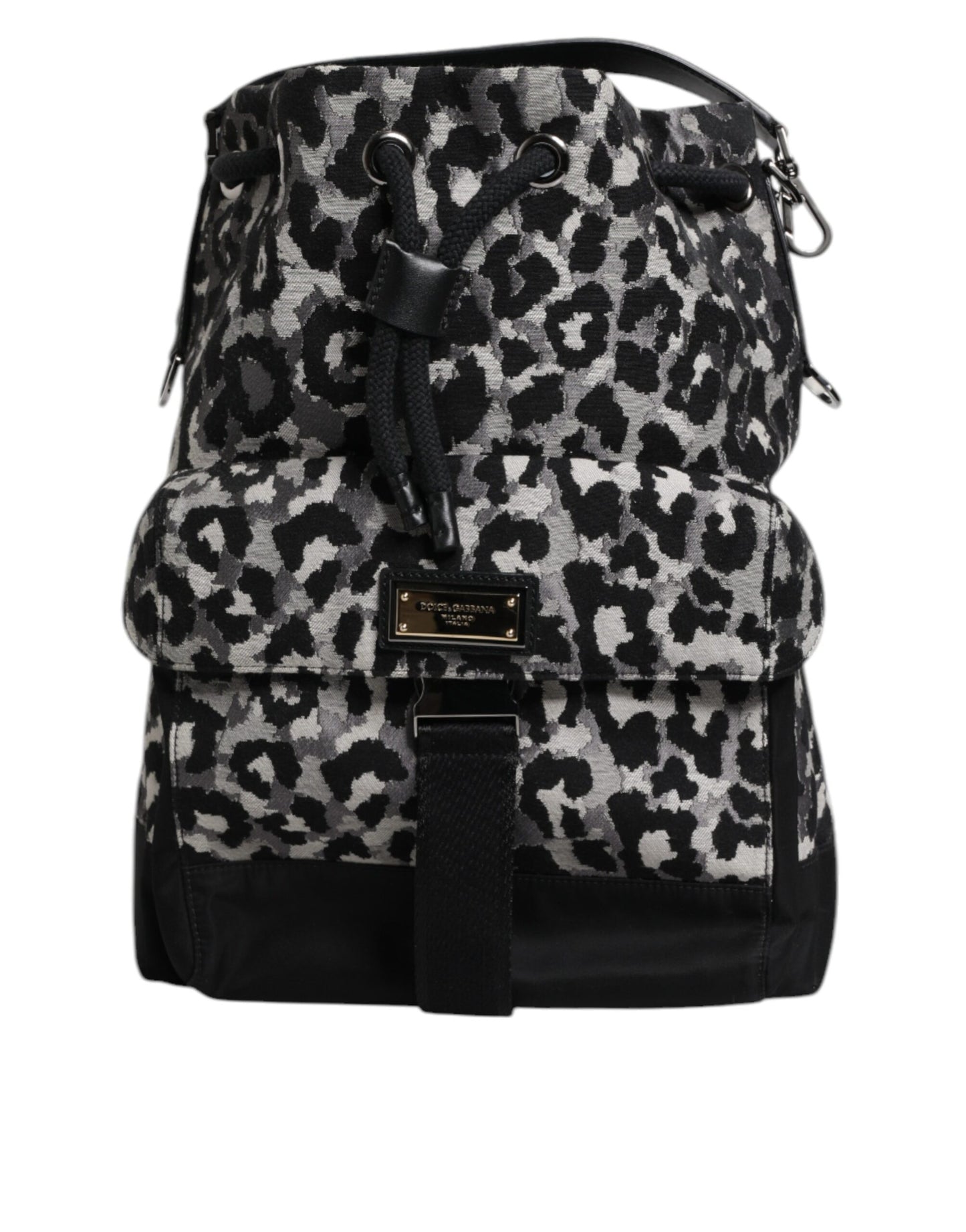 Bolso bandolera tipo hobo con estampado de leopardo en jacquard multicolor de Dolce & Gabbana