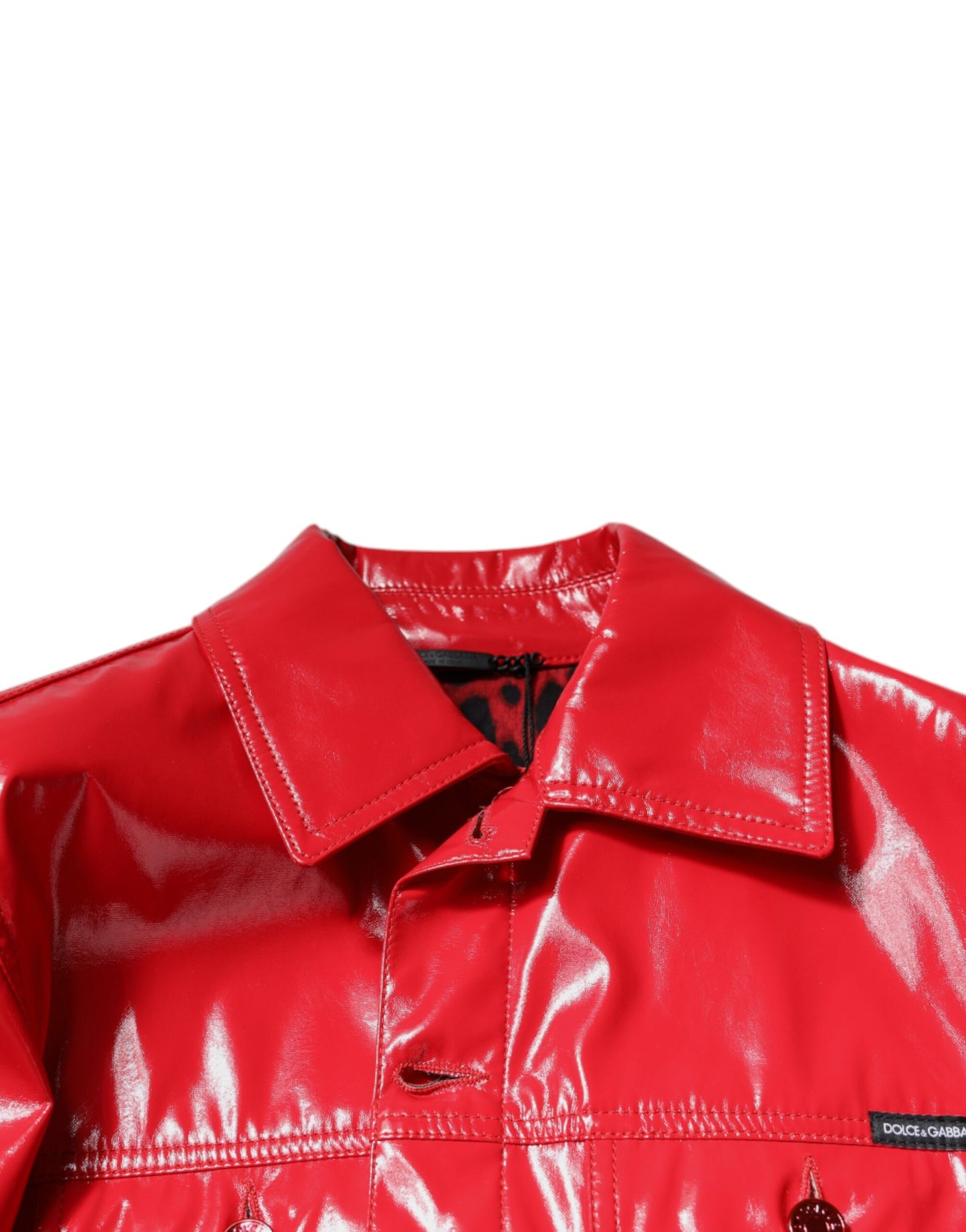 Chaqueta de poliéster roja con cuello abotonado de Dolce & Gabbana