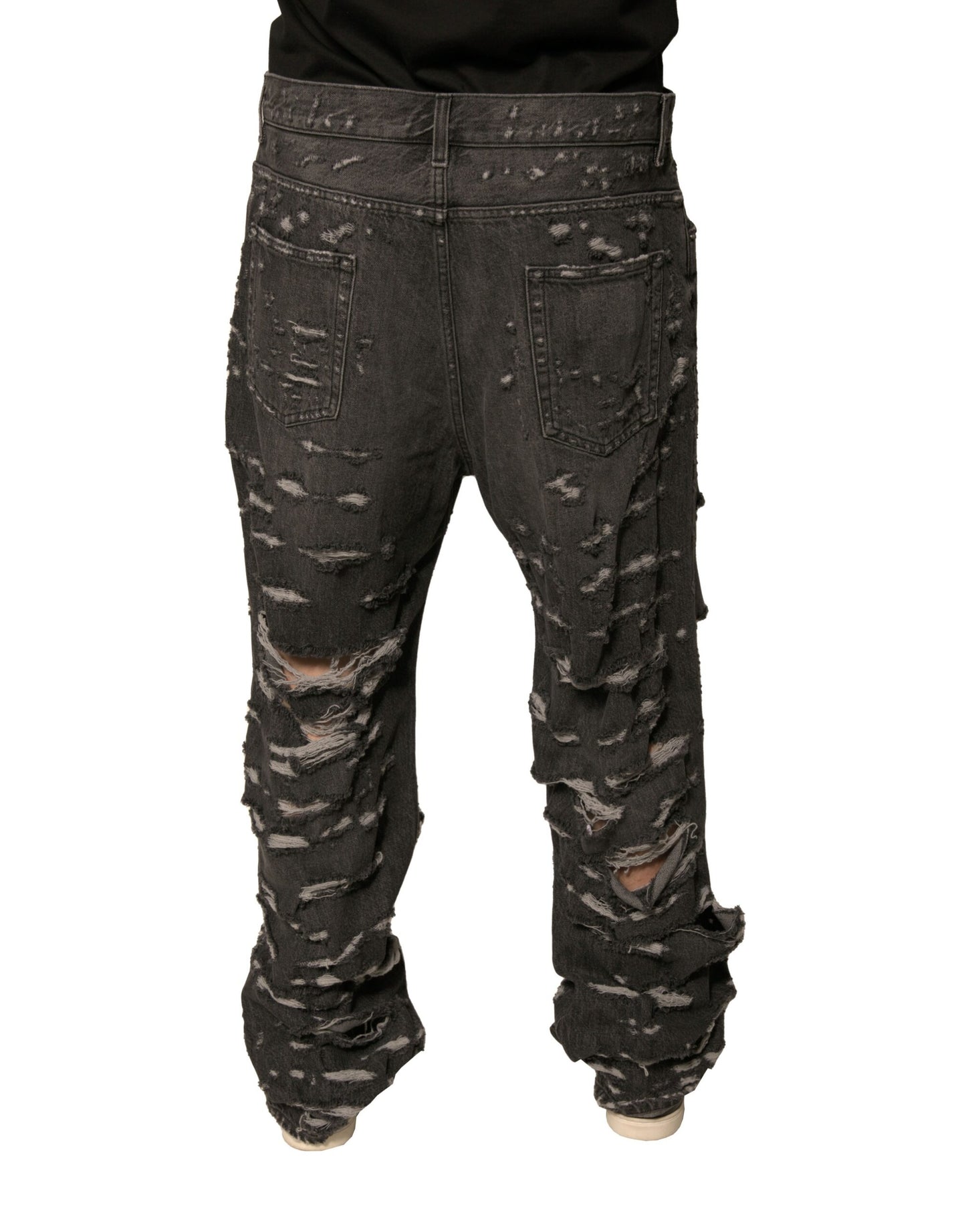 Vaqueros rectos de algodón gris desgastado de Dolce & Gabbana para hombre