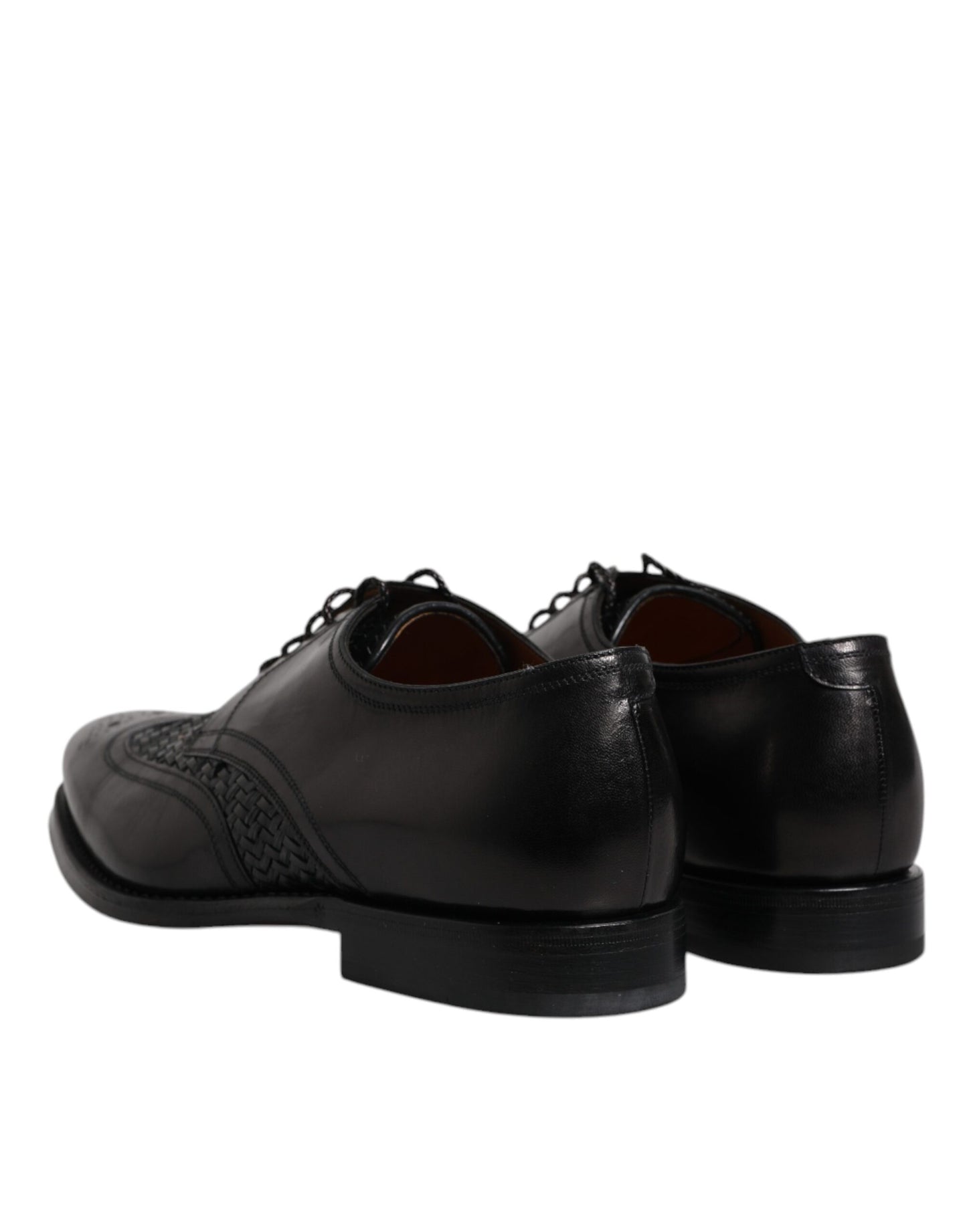 Zapatos de vestir formales con cordones y punta de ala Derby de cuero negro de Dolce & Gabbana