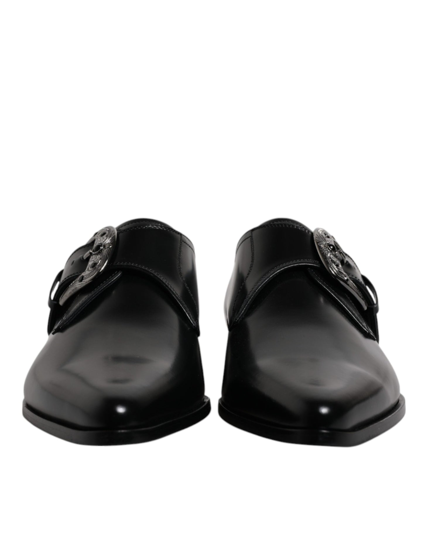 Zapatos Derby formales con hebilla de cuero negro de Dolce & Gabbana