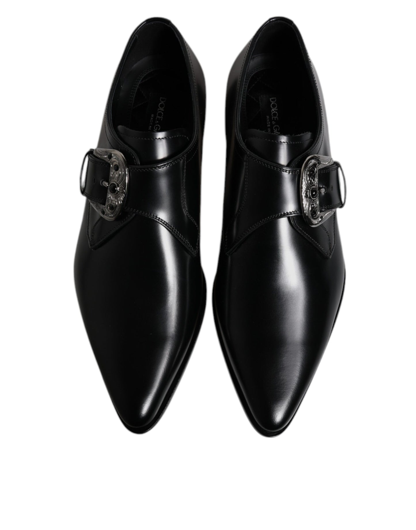 Zapatos Derby formales con hebilla de cuero negro de Dolce & Gabbana