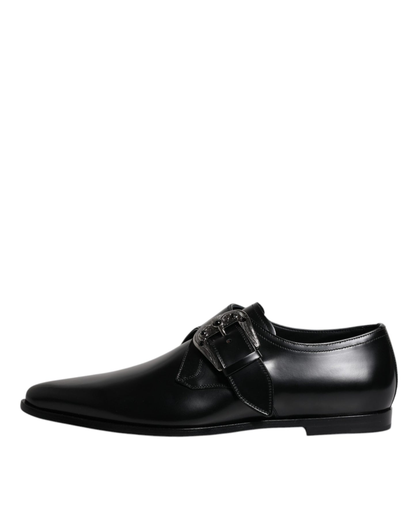 Zapatos Derby formales con hebilla de cuero negro de Dolce & Gabbana