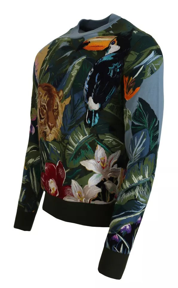 Suéter con logotipo de lana y seda Jungle de Dolce & Gabbana