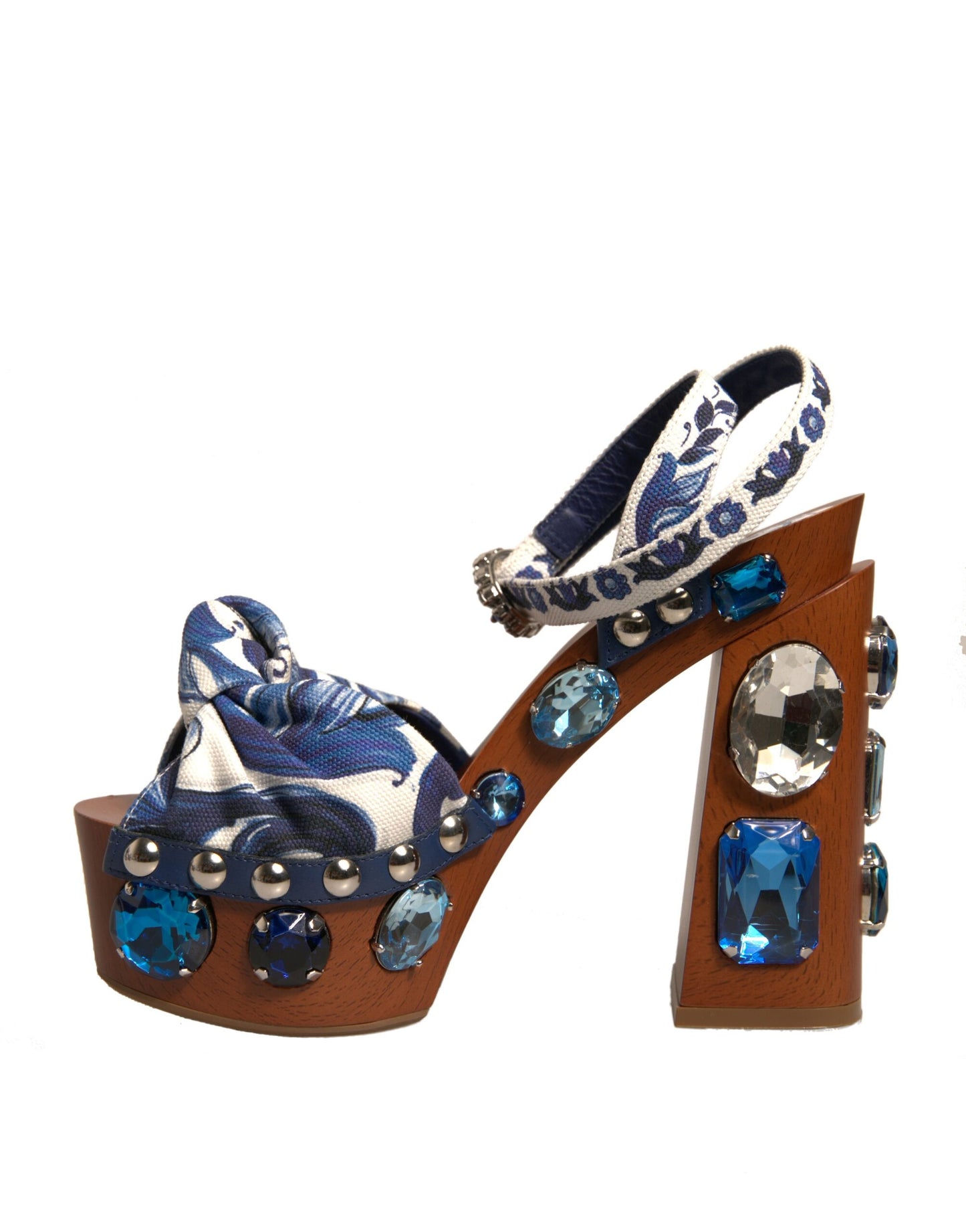 Sandalias de cuña con adornos de mayólica multicolor de Dolce & Gabbana