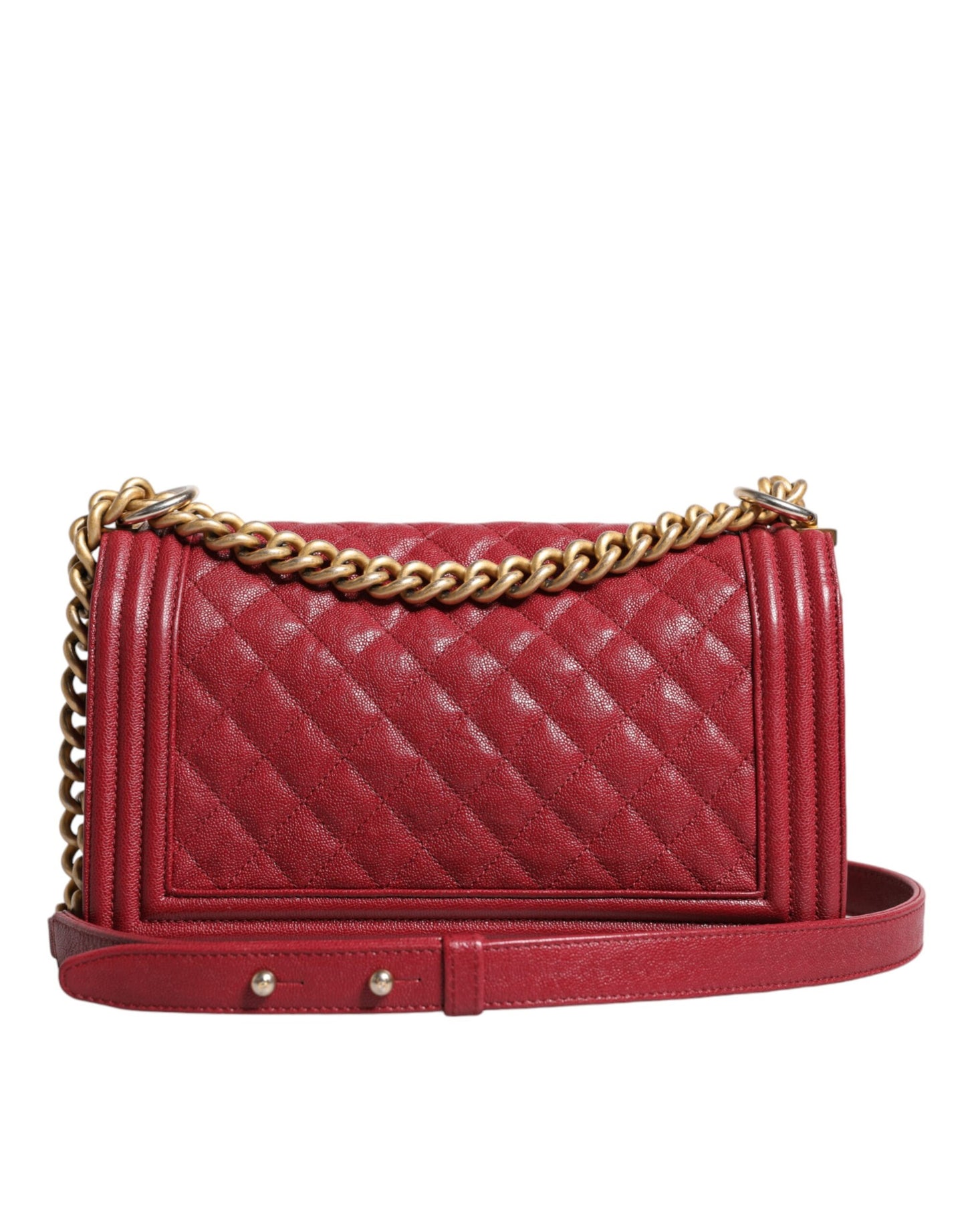 Bolso de hombro mediano Chanel de piel de cordero roja con doble cadena dorada