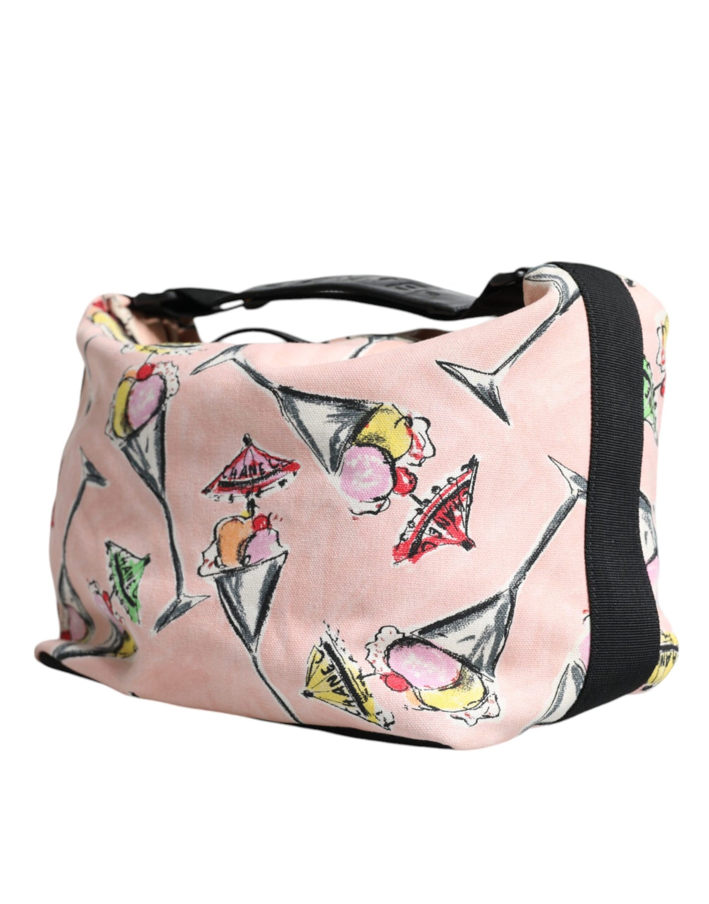 Bolso de mano estampado de lona rosa de la colección Crucero de Chanel