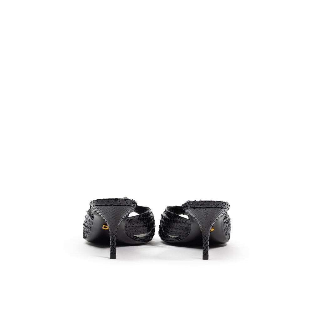 Sandalia Di Pitone de cuero negro Dolce & Gabbana