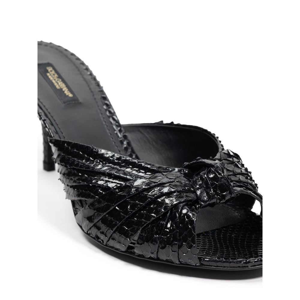 Sandalia Di Pitone de cuero negro Dolce & Gabbana