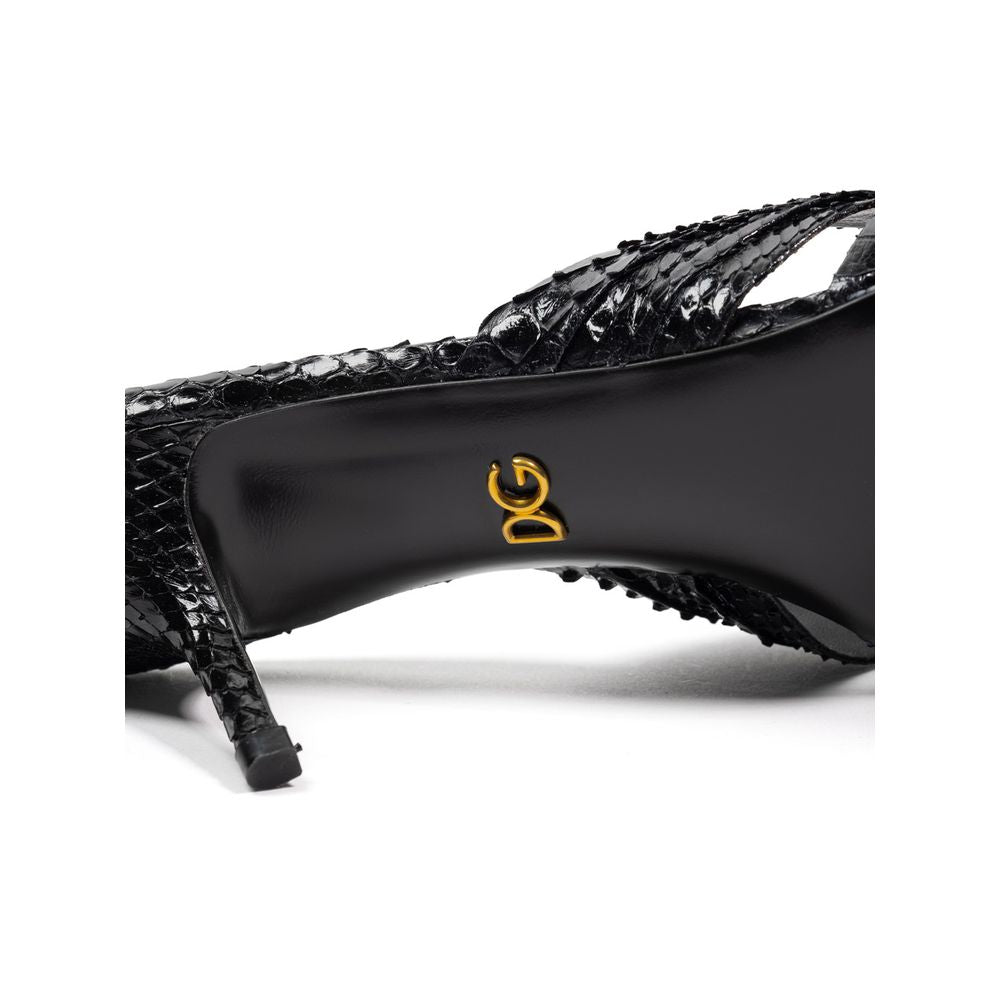 Sandalia Di Pitone de cuero negro Dolce & Gabbana
