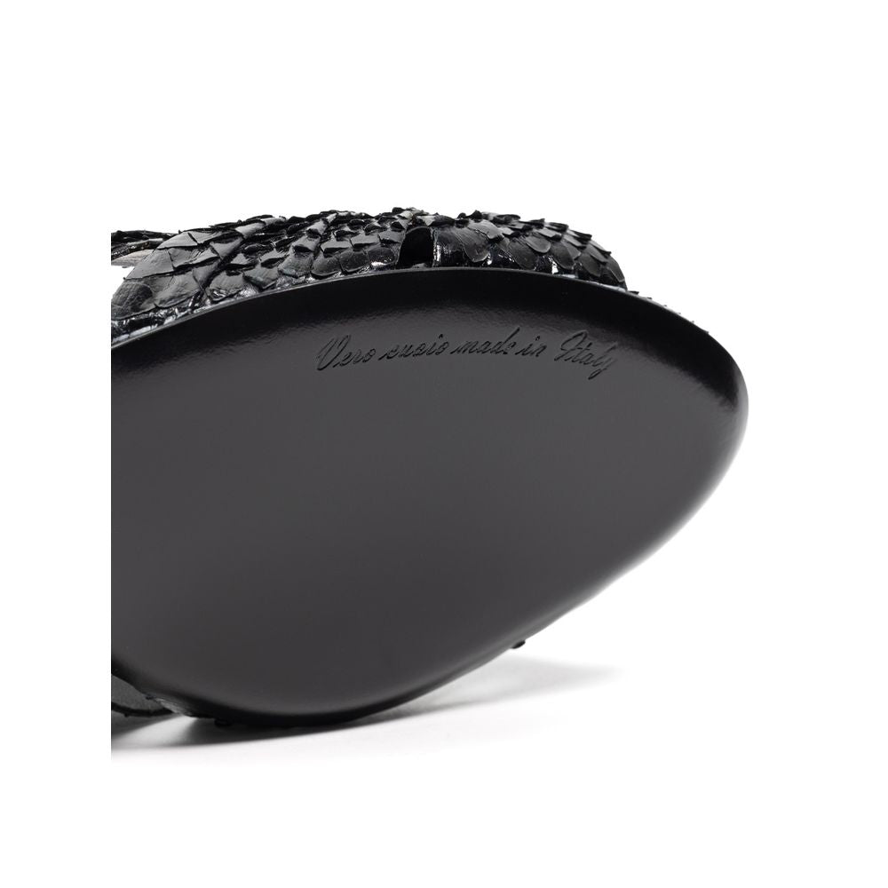 Sandalia Di Pitone de cuero negro Dolce & Gabbana