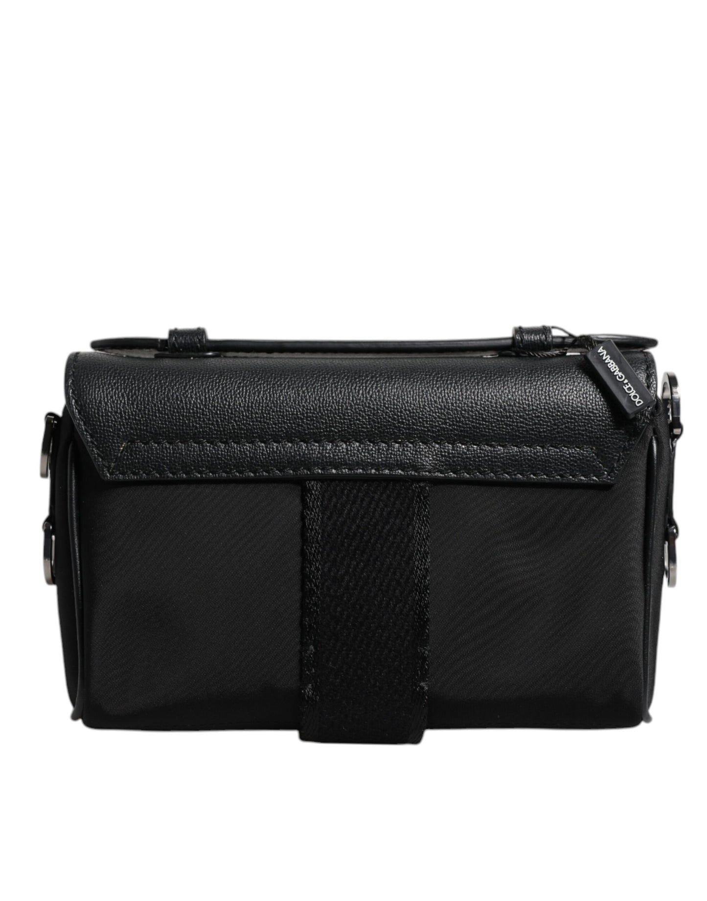 Bolso bandolera de piel con hebilla y placa del logotipo en negro de Dolce & Gabbana