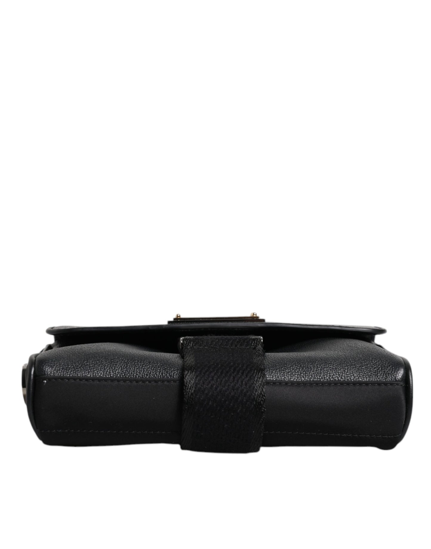 Bolso bandolera de piel con hebilla y placa del logotipo en negro de Dolce & Gabbana
