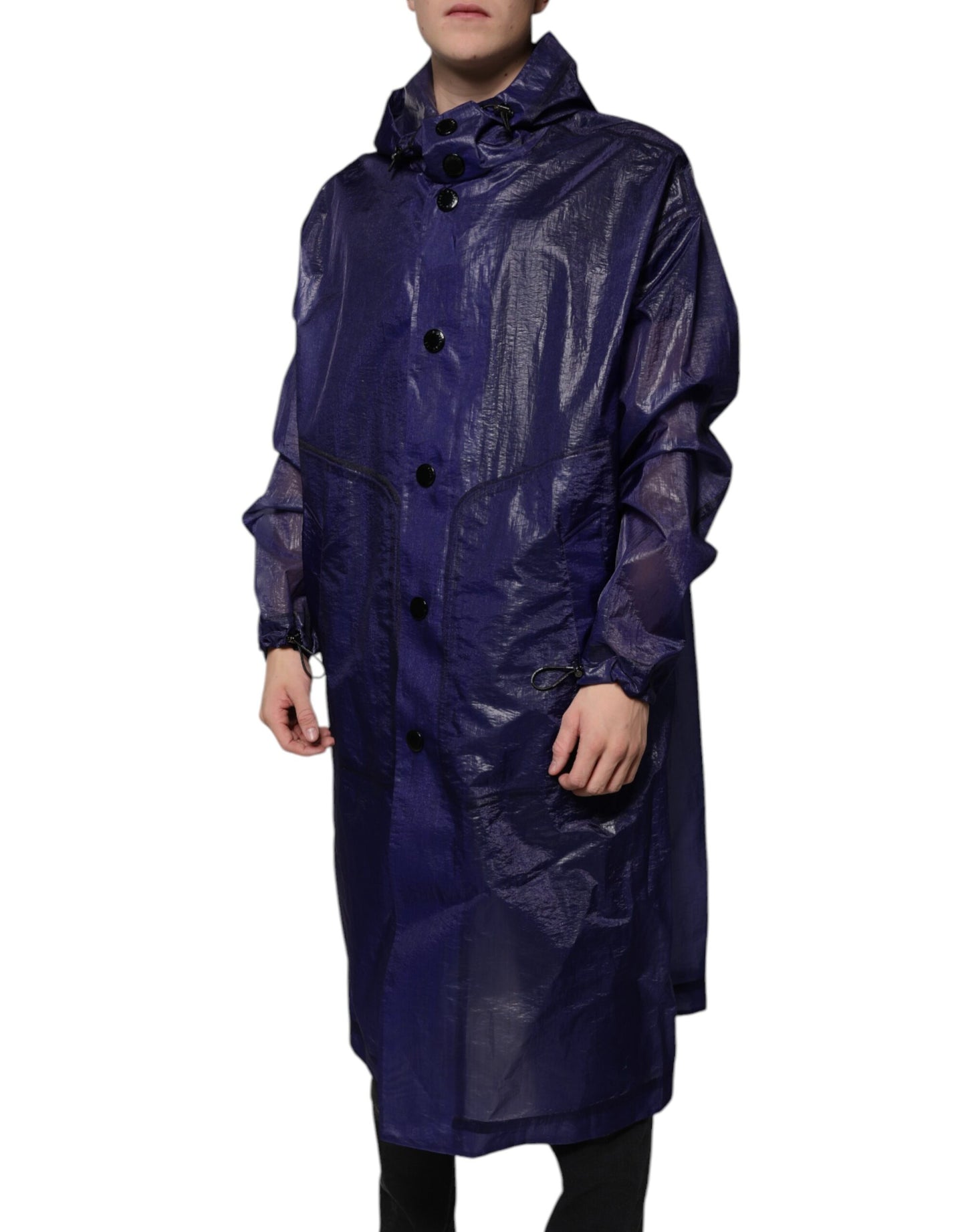 Chaqueta impermeable con capucha de algodón azul oscuro para hombre de Dolce & Gabbana