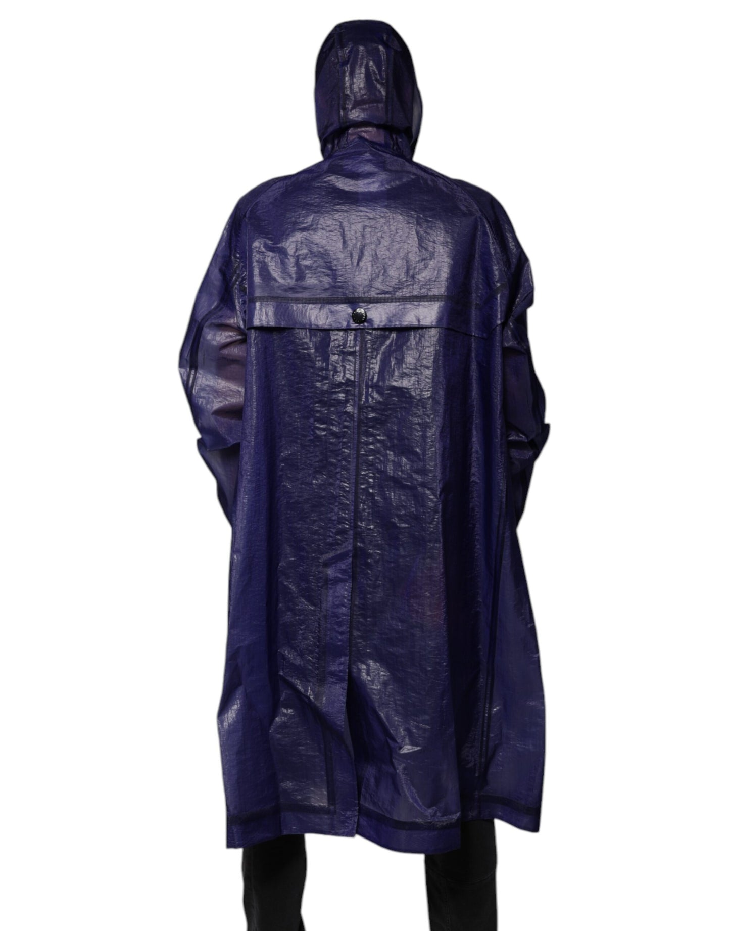 Chaqueta impermeable con capucha de algodón azul oscuro para hombre de Dolce & Gabbana