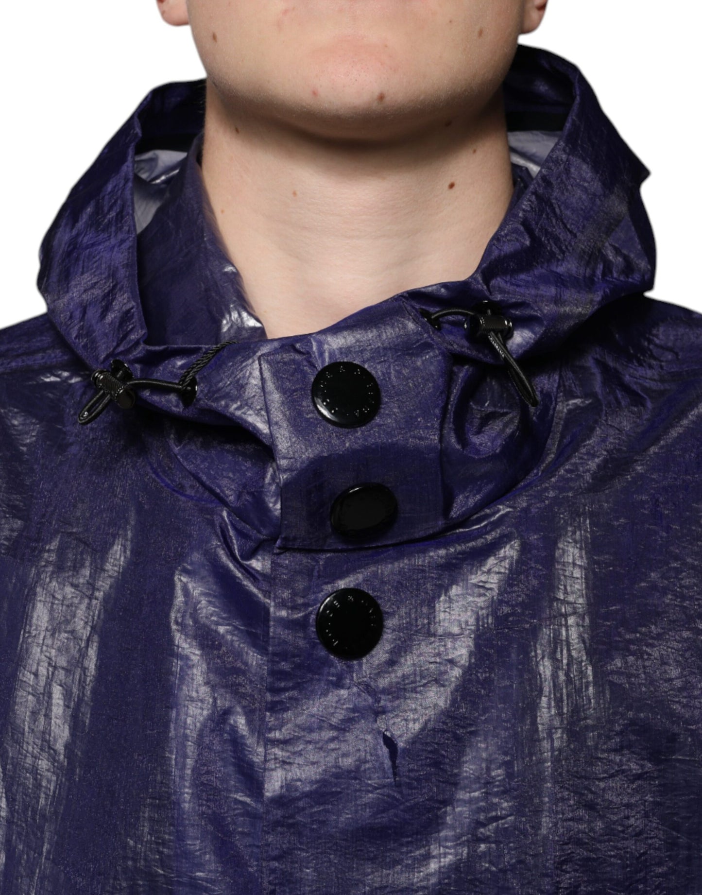 Chaqueta impermeable con capucha de algodón azul oscuro para hombre de Dolce & Gabbana