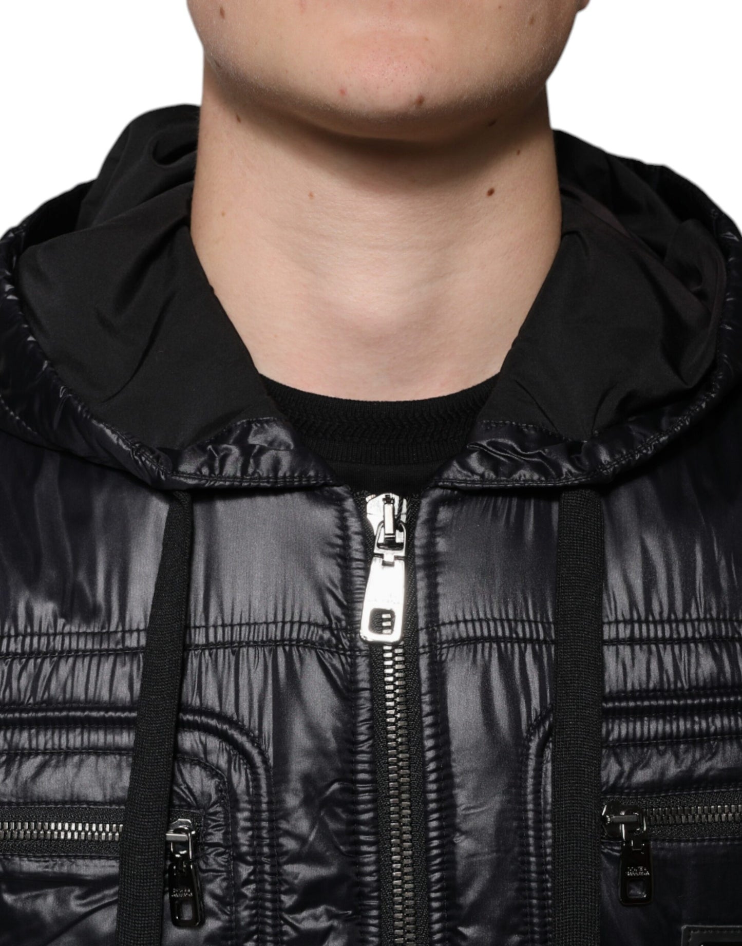 Chaqueta tipo blusón con capucha y cremallera completa de nailon negro de Dolce & Gabbana