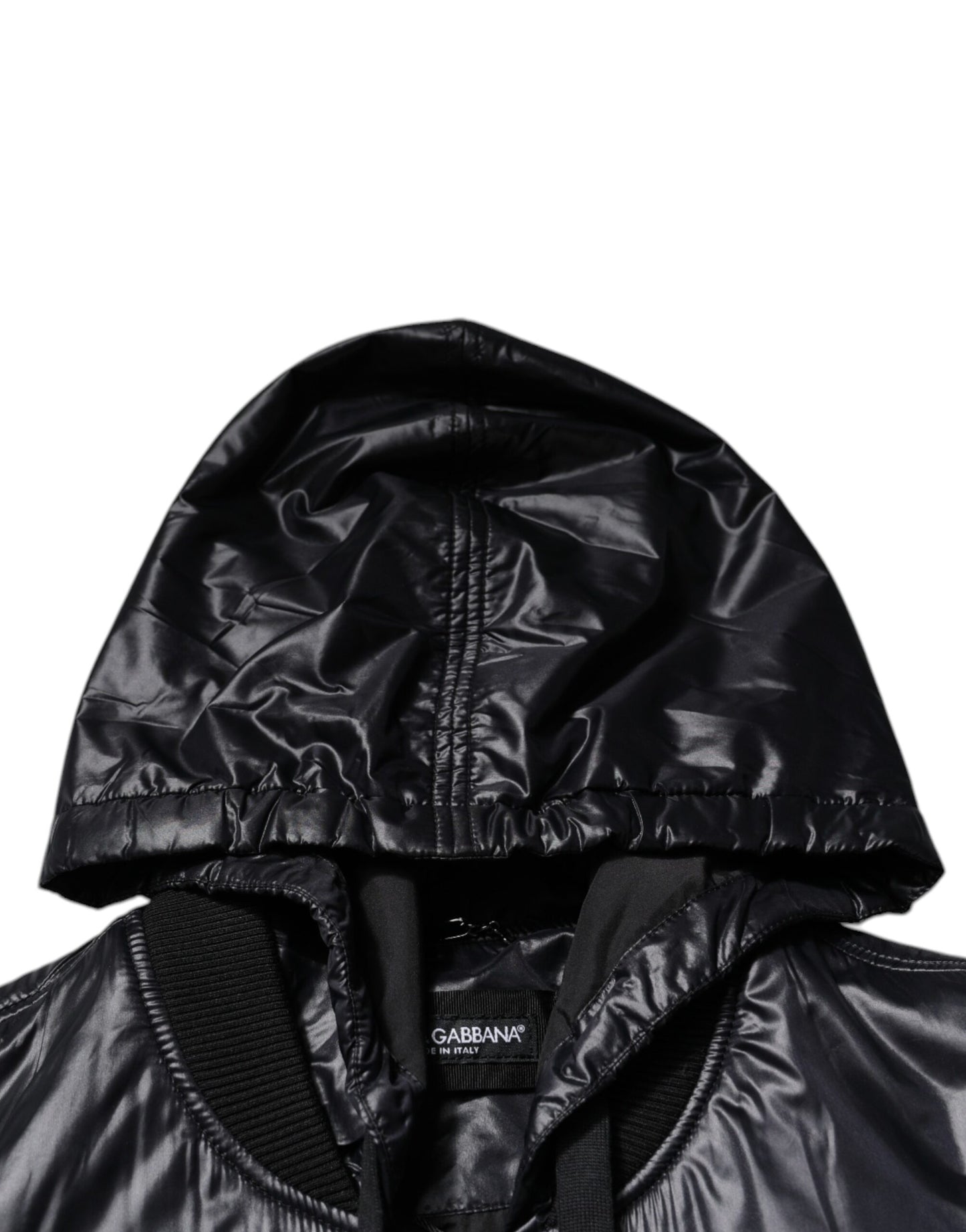 Chaqueta tipo blusón con capucha y cremallera completa de nailon negro de Dolce & Gabbana