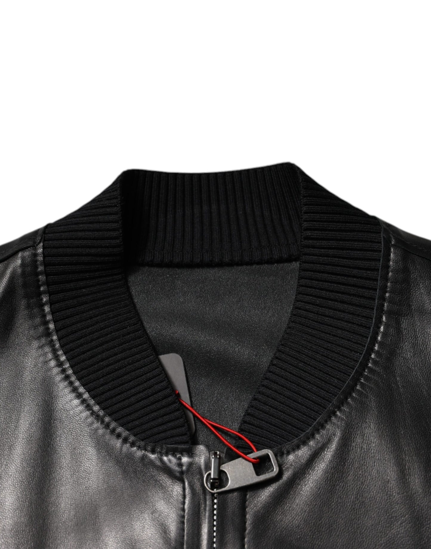 Chaqueta biker de piel de cordero negra con cremallera completa de Dolce & Gabbana