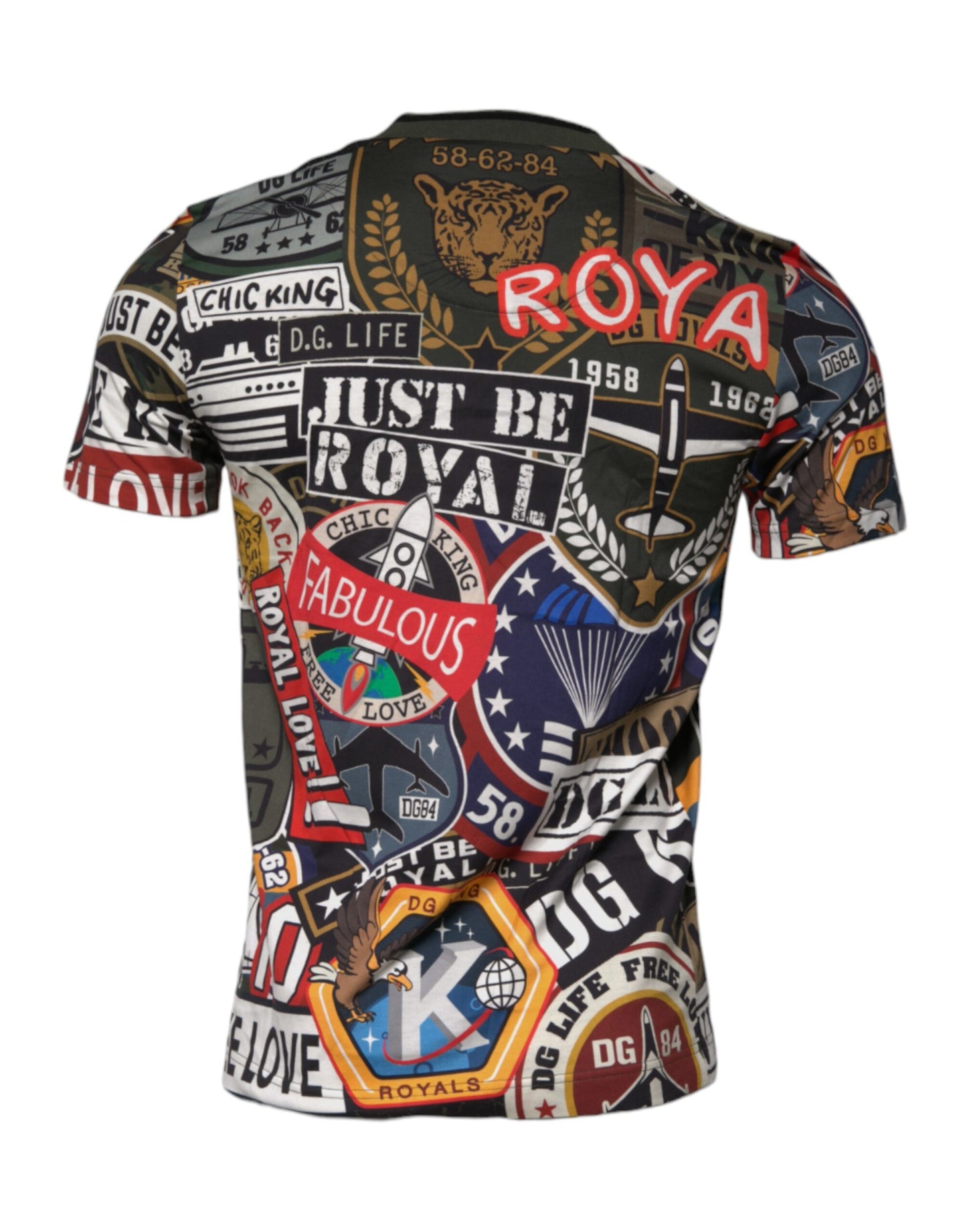 Dolce & Gabbana Camiseta con cuello redondo y estampado gráfico multicolor en algodón