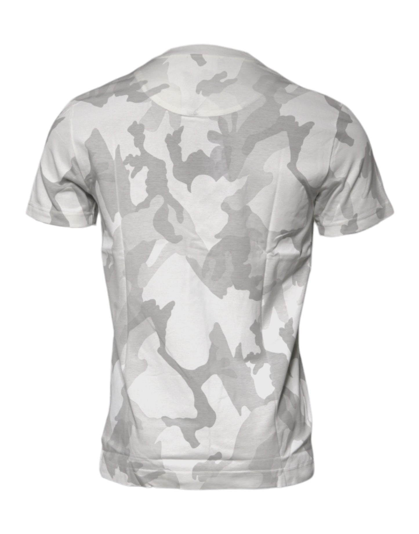 Camiseta de algodón con cuello redondo y estampado de camuflaje blanco y gris de Dolce & Gabbana