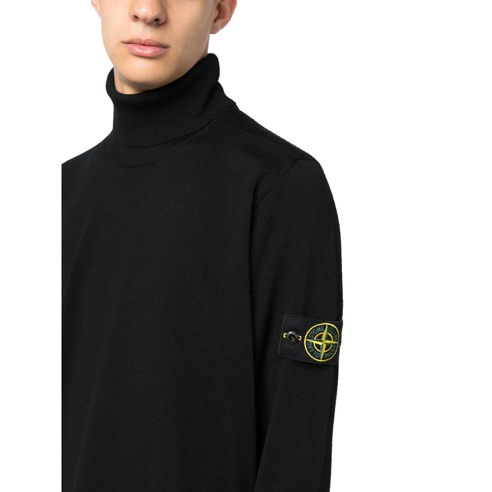 Stone Island Black Wool Men Sweater