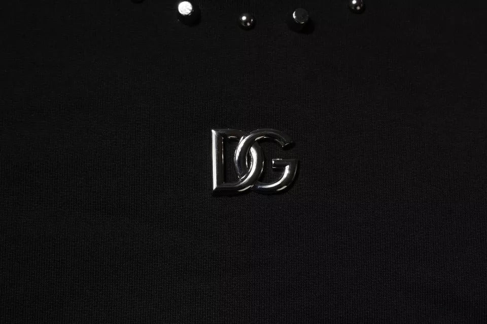 Dolce & Gabbana Suéter tipo sudadera con tachuelas y logo negro