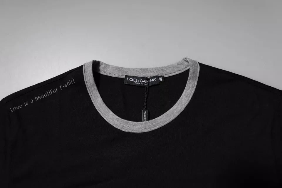 Camiseta Dolce & Gabbana de algodón con cuello redondo y logotipo negro para hombre