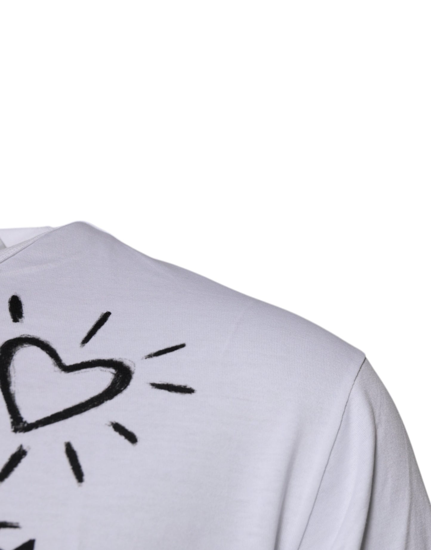 Camiseta de algodón con cuello redondo y estampado floral blanco de Dolce & Gabbana