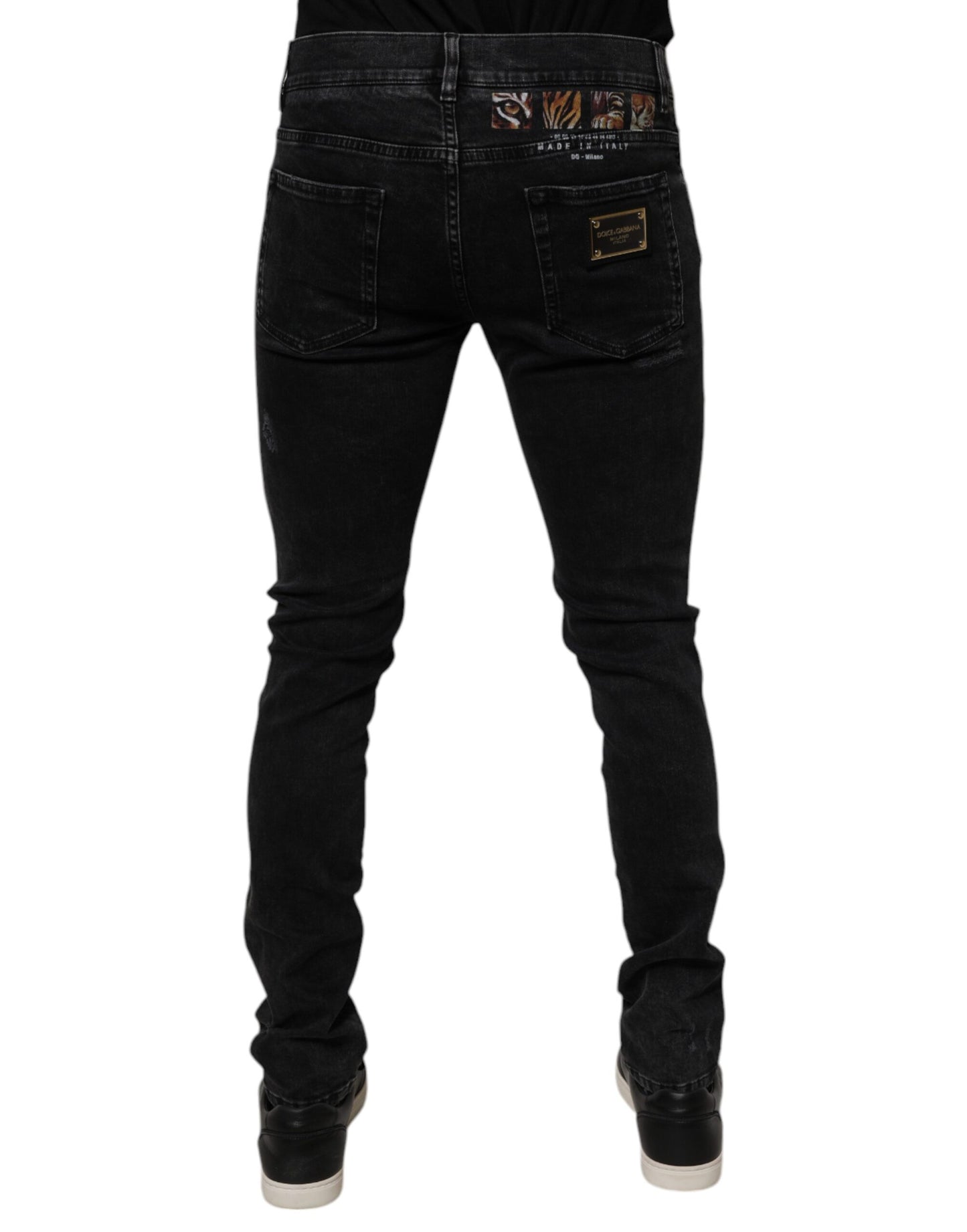 Dolce & Gabbana Black Tattered Cotton Skinny Men Denim Jeans – IT46 | S par Dolce & Gabbana | Disponible sur Sandy Store ByNet