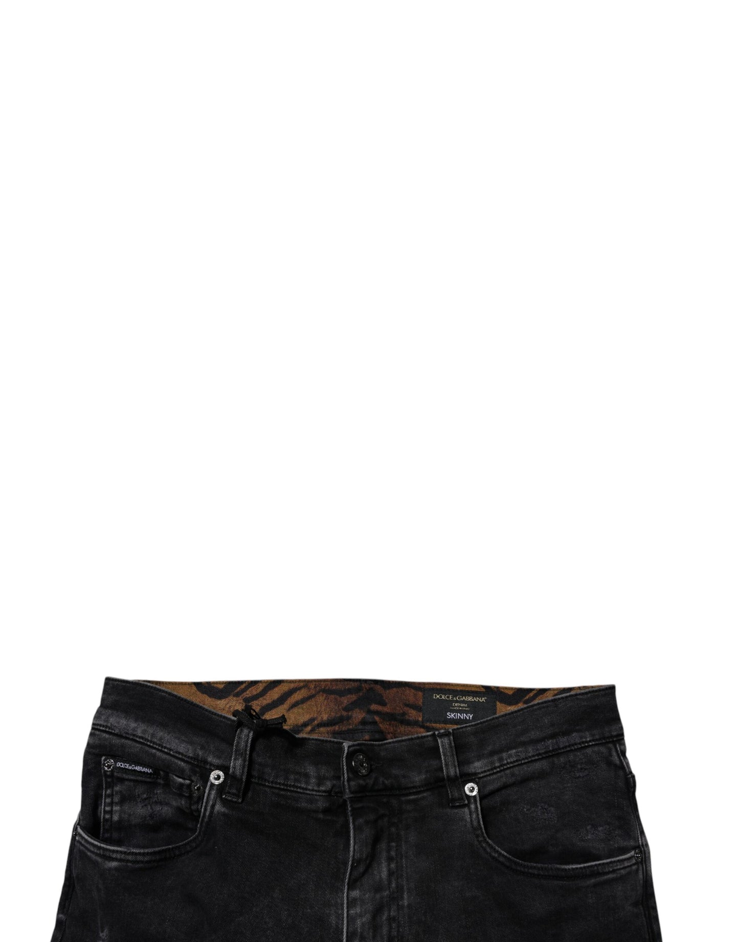 Dolce & Gabbana Black Tattered Cotton Skinny Men Denim Jeans – IT46 | S par Dolce & Gabbana | Disponible sur Sandy Store ByNet