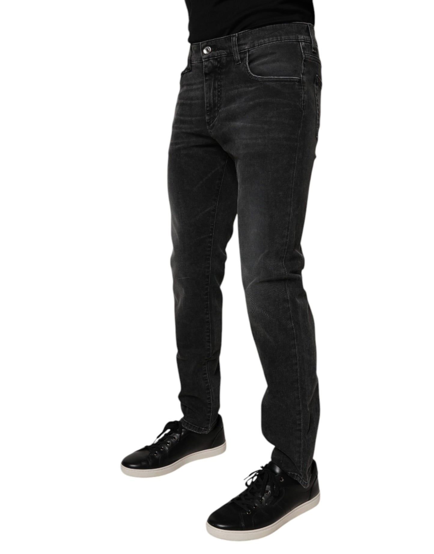 Dolce & Gabbana Black Cotton Stretch Skinny Men Denim Jeans – IT54 | XL par Dolce & Gabbana | Disponible sur Sandy Store ByNet