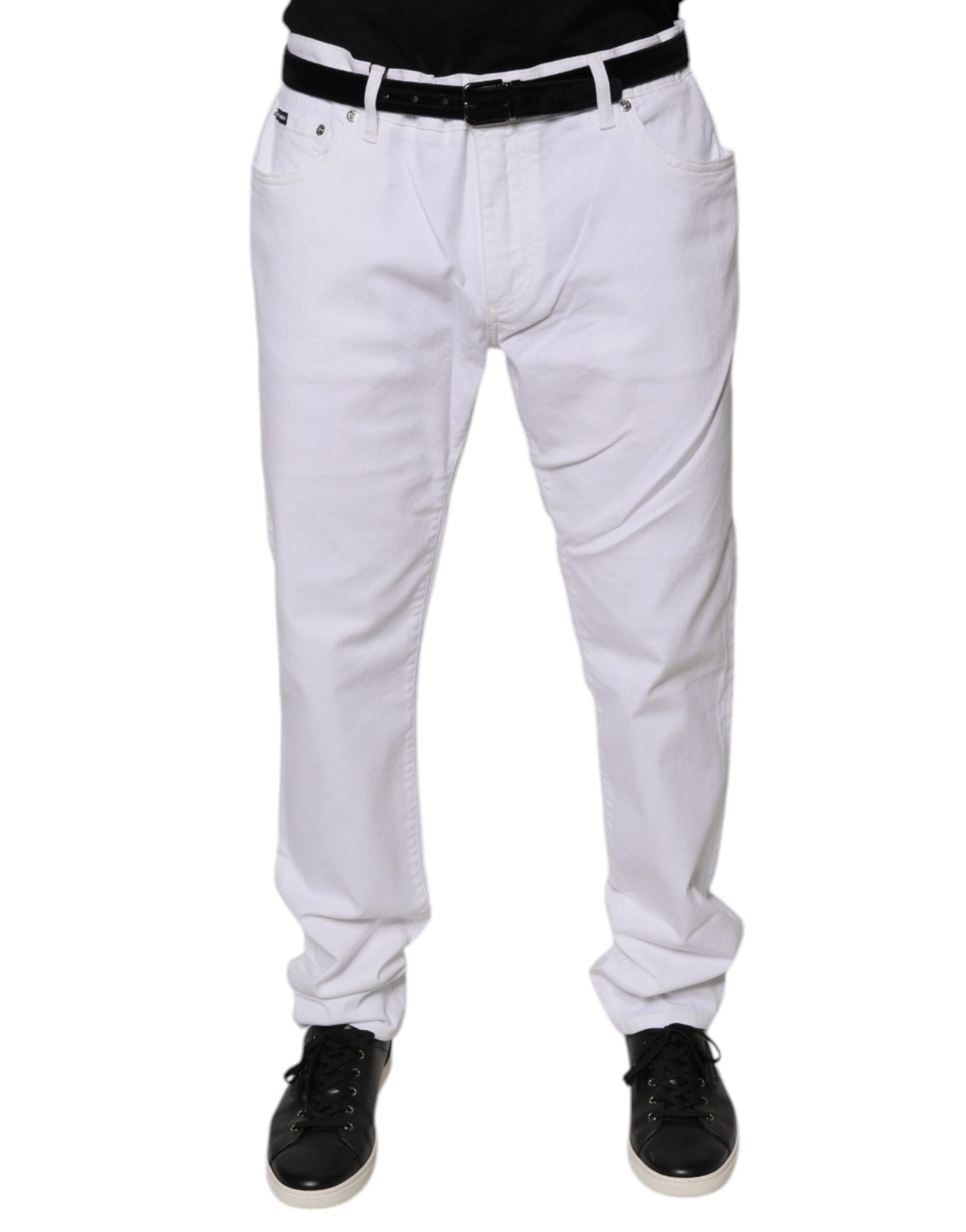 Dolce & Gabbana White Cotton Stretch Skinny Men Denim Jeans – IT44 | XS par Dolce & Gabbana | Disponible sur Sandy Store ByNet