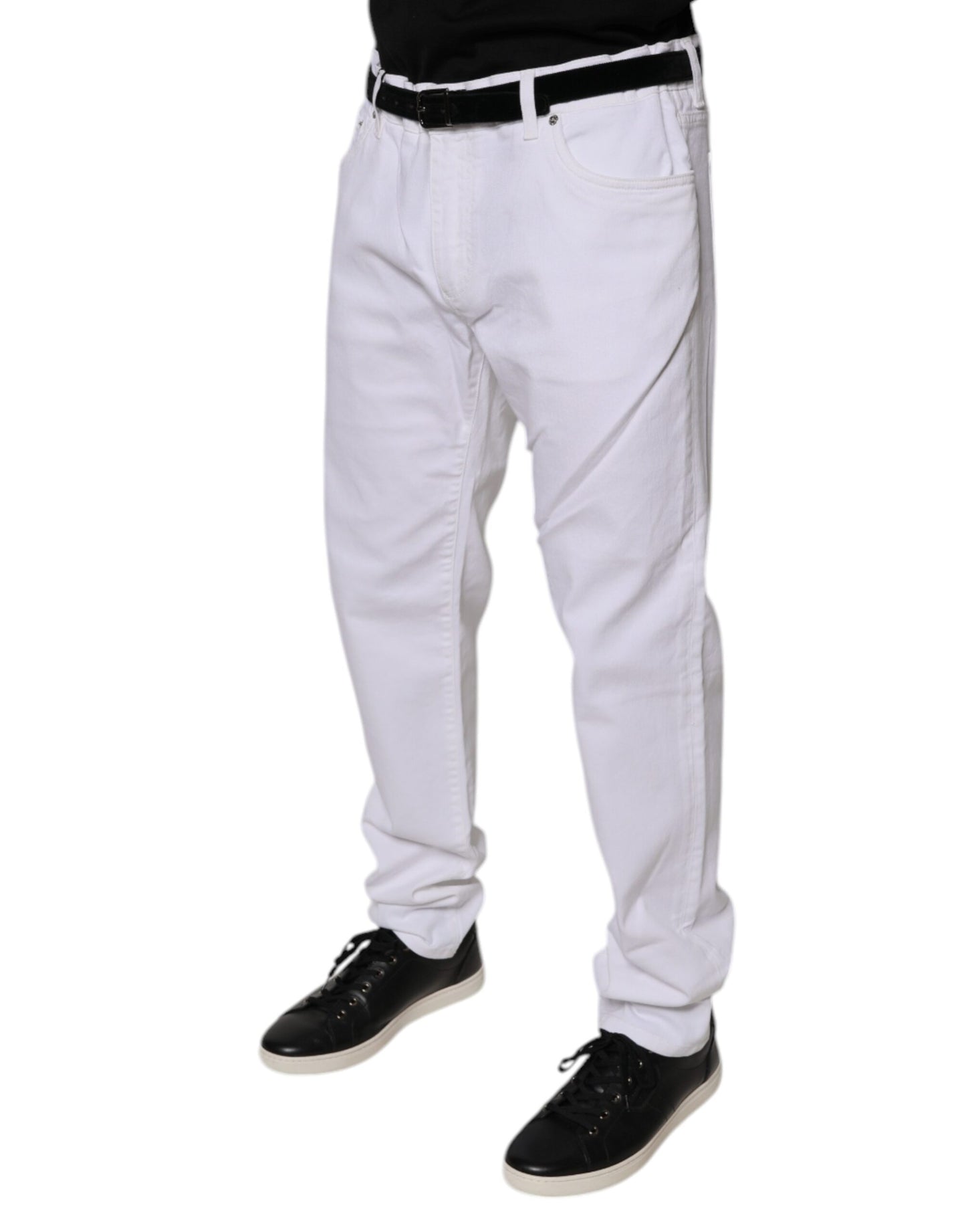 Dolce & Gabbana White Cotton Stretch Skinny Men Denim Jeans – IT44 | XS par Dolce & Gabbana | Disponible sur Sandy Store ByNet