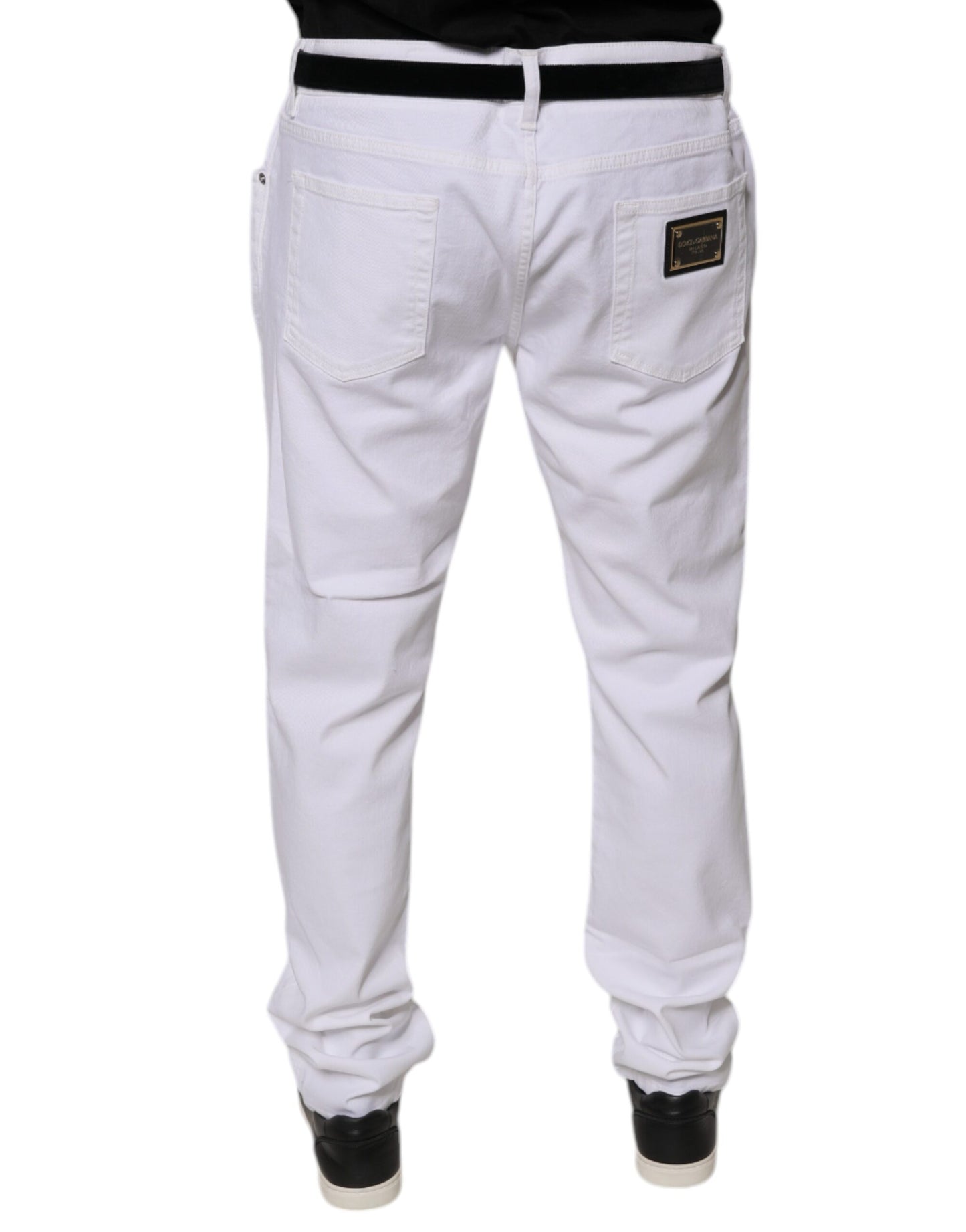 Dolce & Gabbana White Cotton Stretch Skinny Men Denim Jeans – IT44 | XS par Dolce & Gabbana | Disponible sur Sandy Store ByNet