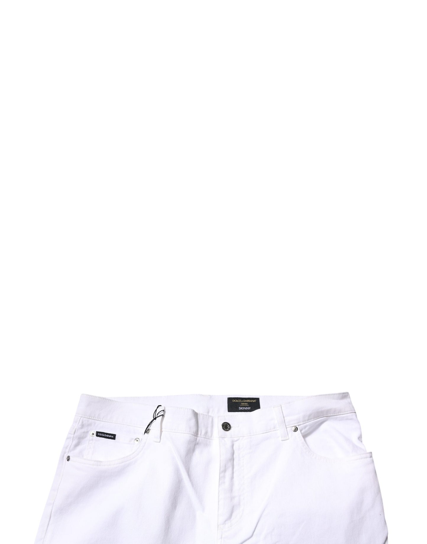 Dolce & Gabbana White Cotton Stretch Skinny Men Denim Jeans – IT44 | XS par Dolce & Gabbana | Disponible sur Sandy Store ByNet